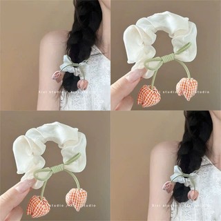 [Tím.Little] CỘT TÓC VẢI SCRUNCHIES MÀU TÍM, HOA CARO, SATIN, HỌA TIẾT THỜI TRANG ULZZANG