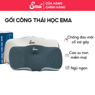 Gối công thái học Ema chất liệu cao su non cao cấp giúp ngủ ngon chống đau mỏi cổ vai gáy và chống ngáy cho người lớn