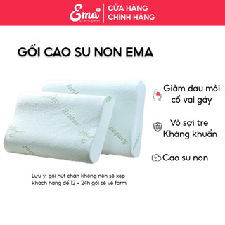 Gối cao su non người lớn cao cấp Ema vỏ sợi tre kháng khuẩn thiết kế lượn sóng chống đau mỏi cổ vai gáy giúp ngủ ngon