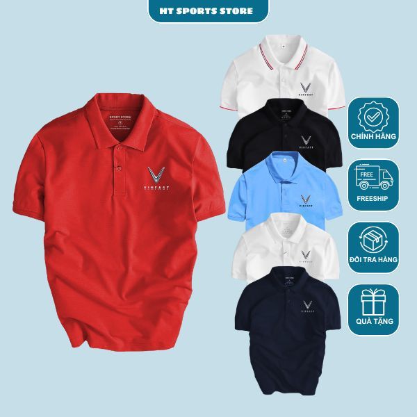 Áo polo xe hơi Vinfast, Áo polo nam basic dễ phối cho bốn mùa thấm hút tốt - HT Sports  Store