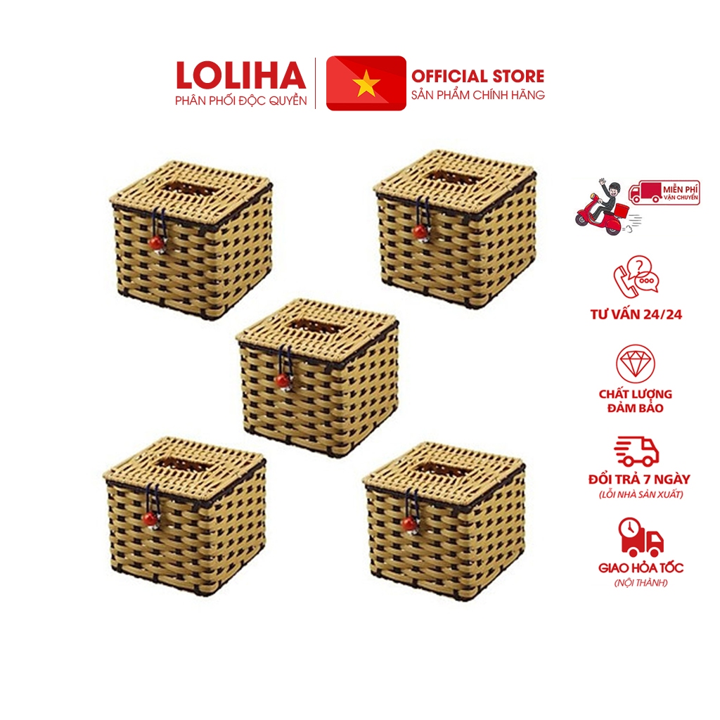 🏵️FREESHIP🏵️ Combo 5 Hộp Đựng Giấy Ăn Đan Bằng Mây