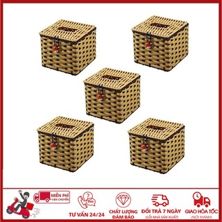 🏵️FREESHIP🏵️ Combo 5 Hộp Đựng Giấy Ăn Đan Bằng Mây