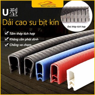 Cuộn 5m/10m Gioăng Cao Su, Nẹp Viền Cửa Chữ U Lõi Thép Chống Va Đập Trầy Xước Cánh Cửa Ô Tô