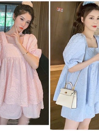  Bộ bầu cộc tay đẹp thời trang đi chơi mặc ở nhà chất đũi xốp đồ bộ bầu áo babydoll Đồ Bầu Mặc Nhà 