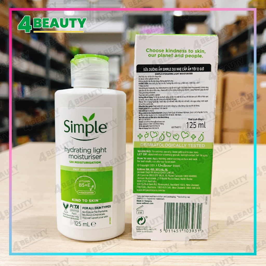 Kem Dưỡng Simple Cấp Ẩm Dành Cho Mọi Loại Da 125ml - Simple Kind To Skin Hydrating Light Moisturiser - 4beauty | BigBuy360 - bigbuy360.vn