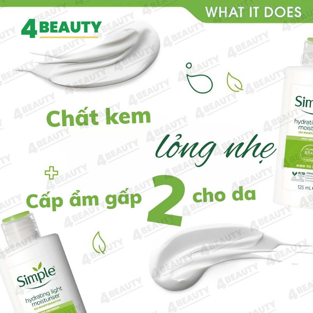 Kem Dưỡng Simple Cấp Ẩm Dành Cho Mọi Loại Da 125ml - Simple Kind To Skin Hydrating Light Moisturiser - 4beauty | BigBuy360 - bigbuy360.vn
