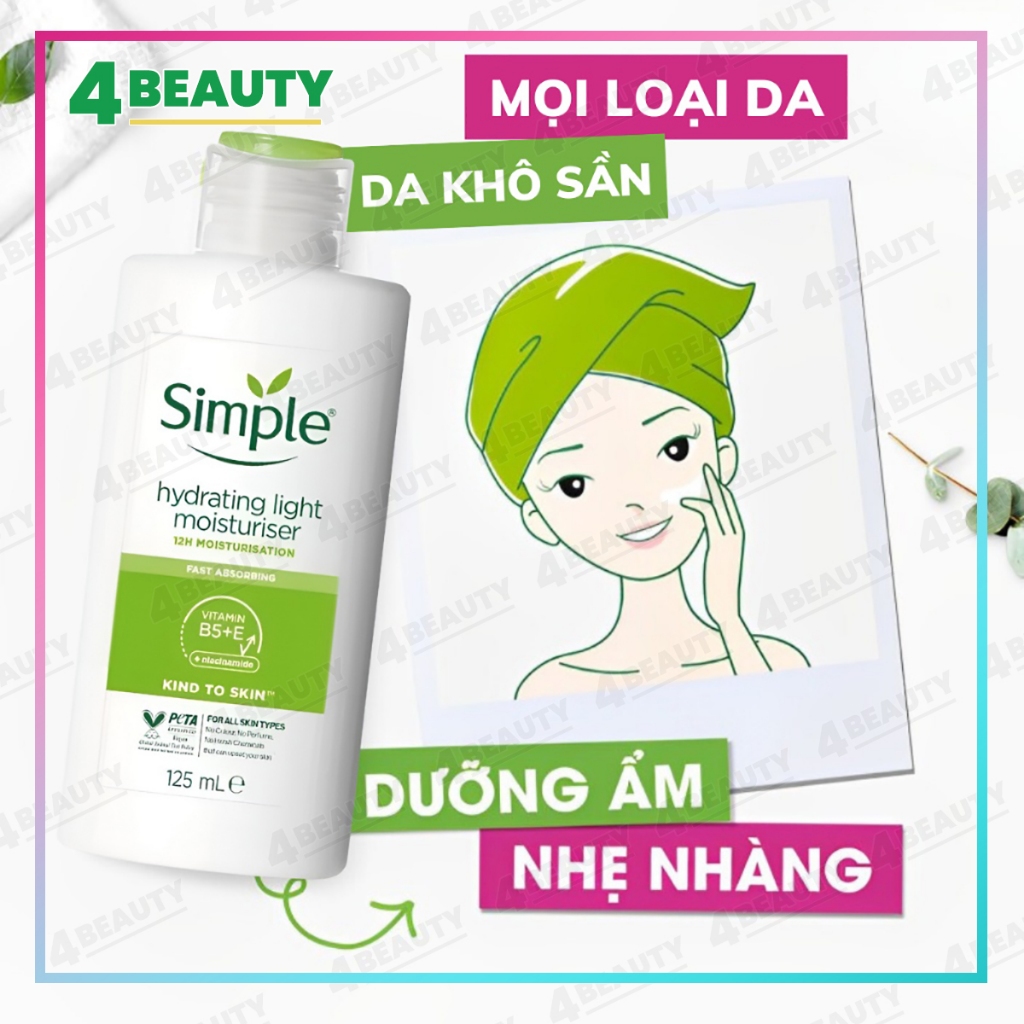 Kem Dưỡng Simple Cấp Ẩm Dành Cho Mọi Loại Da 125ml - Simple Kind To Skin Hydrating Light Moisturiser - 4beauty | BigBuy360 - bigbuy360.vn
