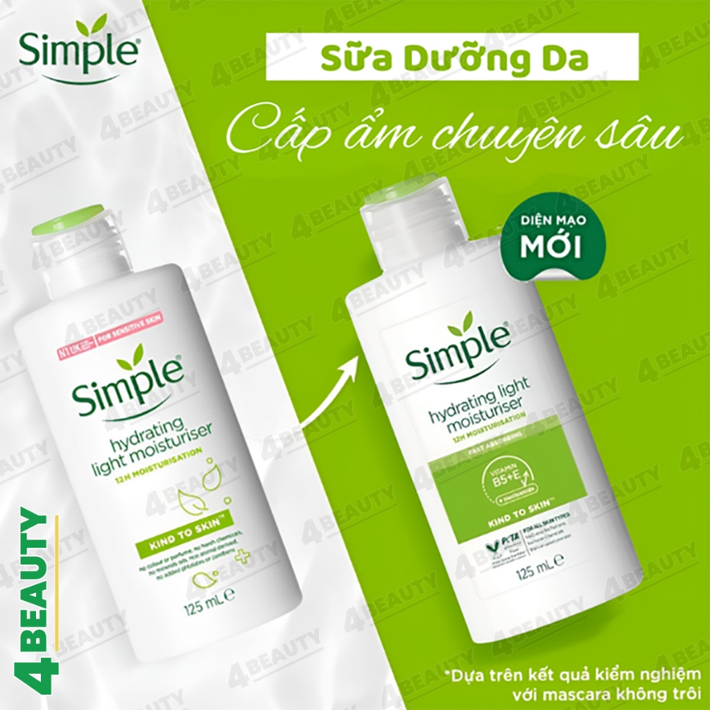 Kem Dưỡng Simple Cấp Ẩm Dành Cho Mọi Loại Da 125ml - Simple Kind To Skin Hydrating Light Moisturiser - 4beauty | BigBuy360 - bigbuy360.vn