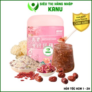 Bột củ sen mix hoa hồng, nấm tuyết, kỳ tử, táo đỏ Meizhoushike 500g dạng cốm - đồ ăn vặt dưỡng nhan, giảm cân, ăn kiêng