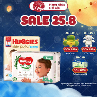 Bỉm/tã dán/quần Huggies Platinum Nature Made Size NB60/S82/M64/L54/XL44/XXL26 - Hàng chính hãng