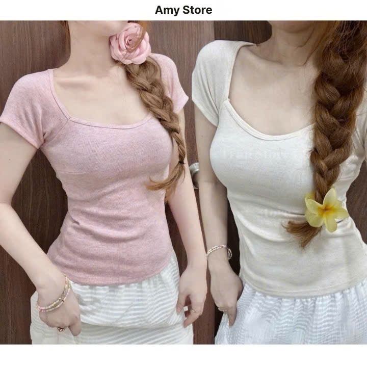 Áo Thun Nữ Cúp Cổ Vuông Ôm Gọn Chất Tăm Dầy Dặn Co Giãn Mềm Mịn Mát MA113 | BigBuy360 - bigbuy360.vn