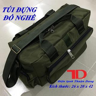 Túi đựng đồ nghề ngang size trung màu xanh rêu có gia cố đáy, Điện lạnh Thuận Dung