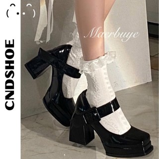 (FREESHIP - SHIP HỎA TỐC ) GIÀY MARY JANE ĐEN BÓNG 10 PHÂN CAO GÓT RETRO