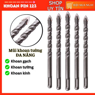 Mũi khoan tường đa chức năng đầu nhọn bằng hợp kim màu bạc size 6-8-10-12mm