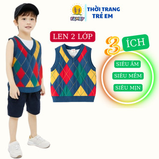 Áo len gile 2 lớp bé trai FAMBY áo len không tay dày dặn mềm mịn 2-8 tuổi thời trang trẻ em