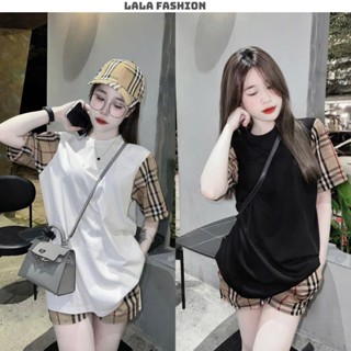 Set bộ đùi  Áo Phông Ngắn Tay Phối Kẻ + Quần  Đùi Kẻ [ Đủ Size 36-65kg ]