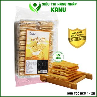 Bánh quy giòn rụm kẹp phomai sữa Techi Đài Loan 600g, bánh quy lạt cho người ăn kiêng giảm cân