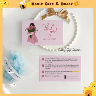Combo 100 thiệp cảm ơn 2 mặt, card thank you cho shop tặng khách hàng