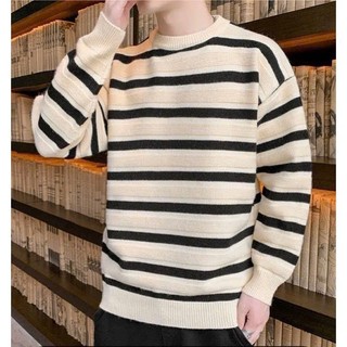 Áo len nam cổ tròn đường kẻ nhỏ