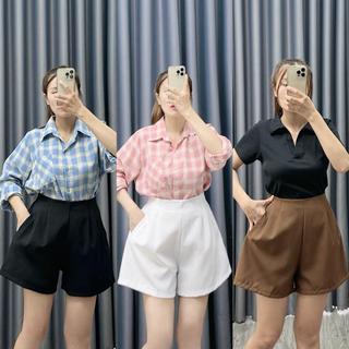 Quần đùi nữ Bigsize 50-95kg nữ xếp ly ngắn chất vải tuyết chéo from chữ A năng động cá tính QDXL