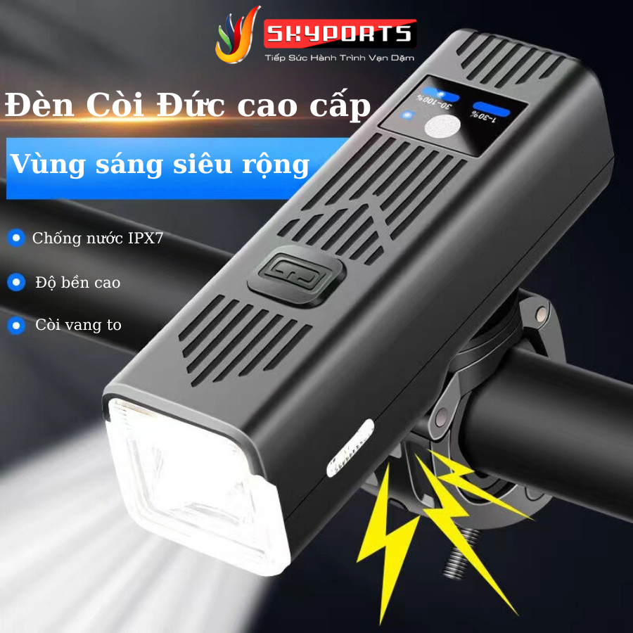 Đèn Còi Xe Đạp Thể Thao Cao Cấp, Nâng cấp độ sáng > 450Lumens, Siêu chống nước