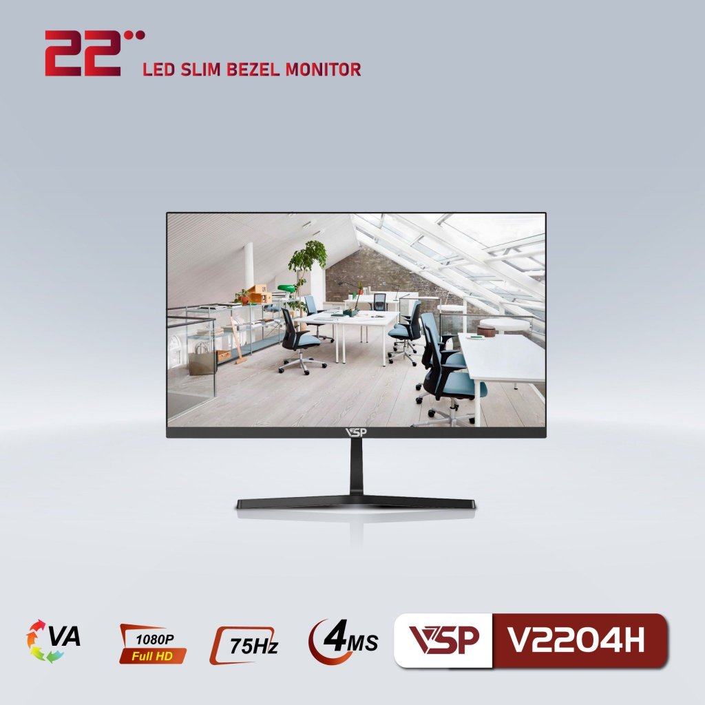 Màn hình phẳng VSP V2204H - 75Hz - Đen/Trắng