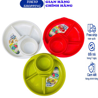 Khay ăn chia 3 ngăn inomata cho bé có kèm khay để cốc, thìa dĩa Hàng Nhật Nội Địa
