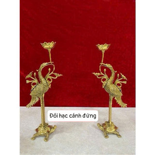 Cặp Hạc cánh đứng Rùa 26cm - Tượng thờ Đồng Vĩnh Tiến Chất Lượng Cao
