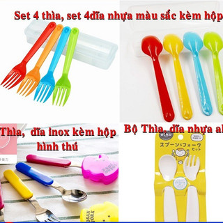Thìa, dĩa ăn dặm cao cấp cho bé kèm hộp đựng Hàng Nhật Chính Hãng