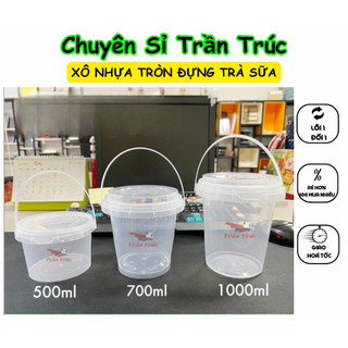 Ly nhựa xô, xô nhựa tròn 1 lít đựng trà sữa kèm nắp, xô 500ml,xô 700ml, xô 1000ml, xô 2 lít, xô nhựa