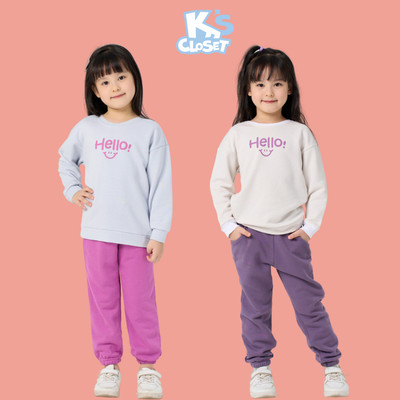 Bộ Quần Áo Dài Tay K'S CLOSET Chất Liệu Cotton Da Cá Cho Bé Gái Từ 2-14 Tuổi (10-55kg) KT316THF