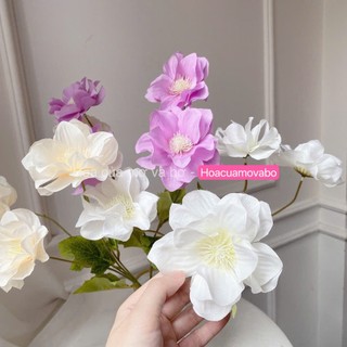 Cành hoa mẫu đơn cánh bướm 4 bông - hoa giả hoa lụa cao cấp mơ bơ cành dài 60cm