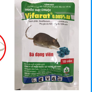 Thuốc Diệt Chuột VIFARAT 0.005%AB (gói 10 viên), thuốc diệt chuột dạng bả viên