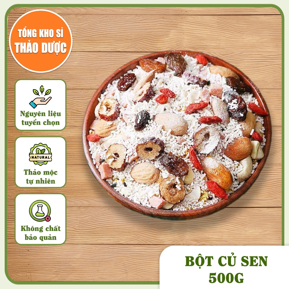 Bột củ sen nguyên chất 500g (Dưỡng nhan, an thần, giảm cân tốt cho sức khỏe)