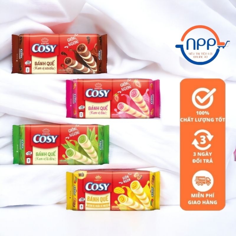 Bánh Quế kem Cosy hãng Kinh Đô gói 135g đủ vị (Soocla, dâu, cam, lá dứa)