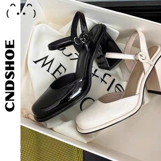 (FREESHIP - SHIP HOẢ TỐC) GIÀY BÚP BÊ TIỂU THƯ DA BÓNG MARYJANE ĐẾ VUÔNG CAO GÓT