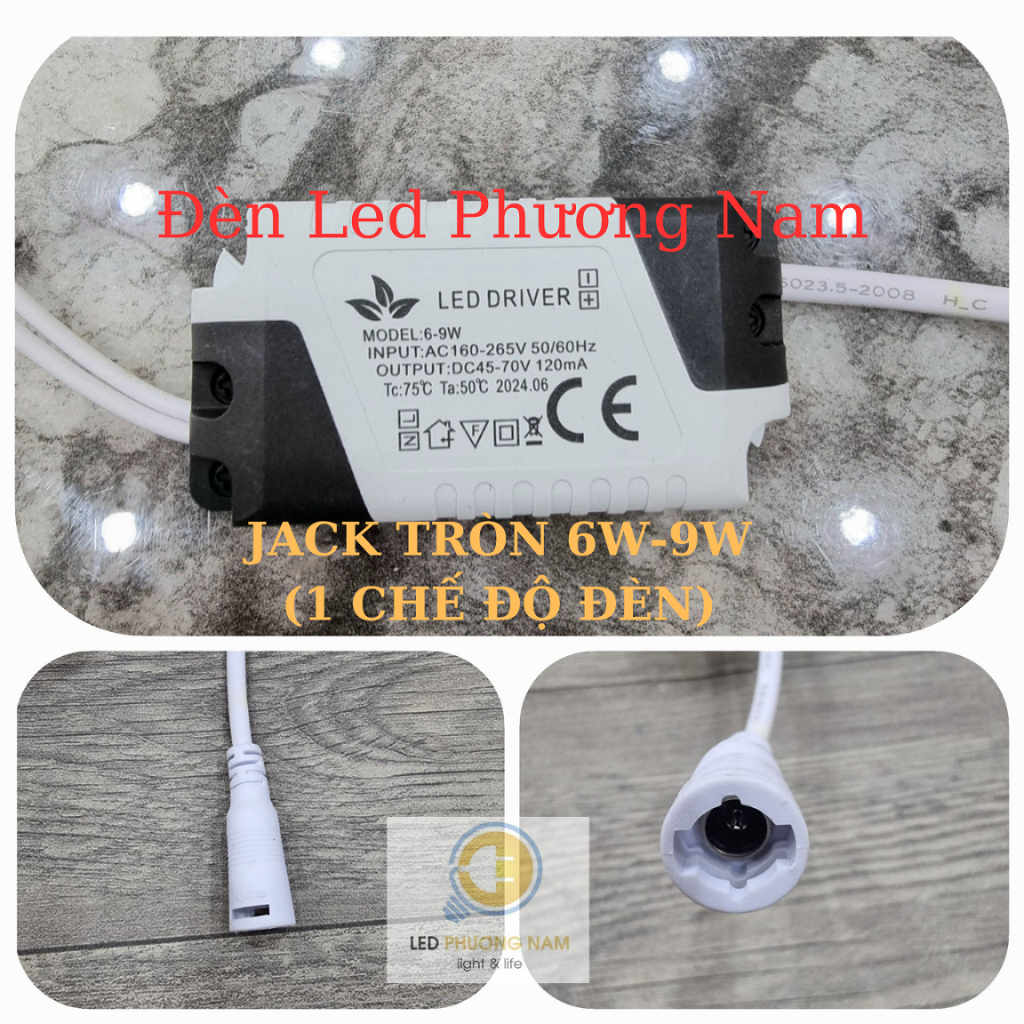 10 Driver [Jack Tròn] 6w đến 9w Đèn Led Siêu Mỏng