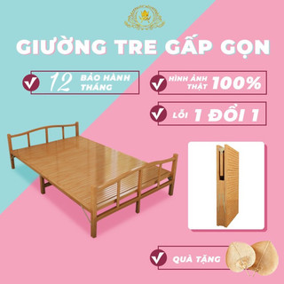 Giường Tre Gấp Gọn, Giường Xếp Thông Minh Tiện Lợi Kích Thước 80-100-120CM,làm từ Tre Tự Nhiên 100%