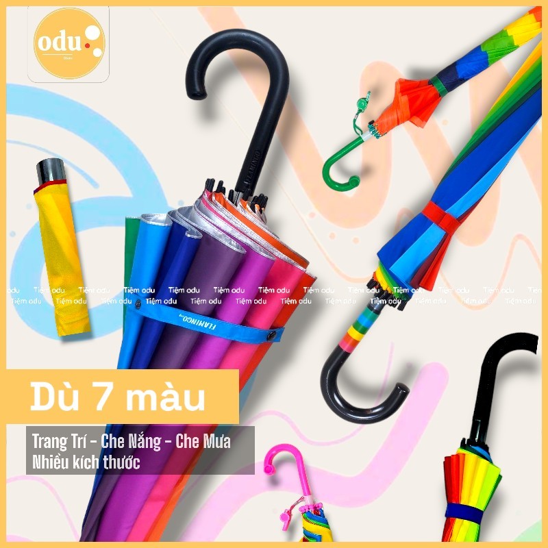 Ô Dù 7 Màu 16 kèo, 12 kèo, 10 kèo, Dù Xếp 7 Màu, Dài 7 Màu (Sỉ & Lẻ)