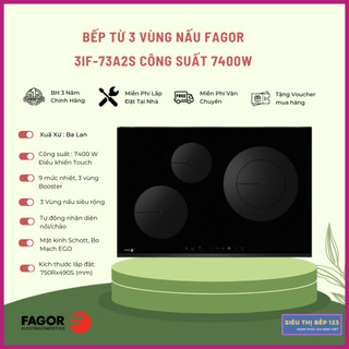 Bếp từ Fagor 3IF-73A2S – Ba vùng nấu cống suất 7400W –Nhập Khẩu Ba Lan nguyên chiếc