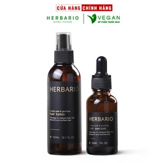 Combo nước xịt dưỡng tóc vỏ bưởi & Bồ kết herbario 100ml + Serum mọc tóc vỏ bưởi & Bồ kết herbario 30ml