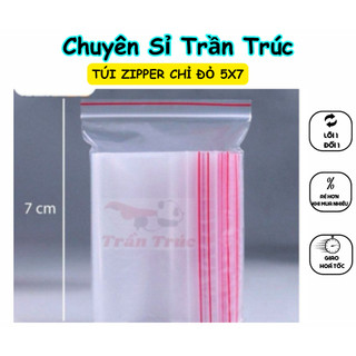 500gram - 1kg túi zipper chỉ đỏ 5x7/ túi zip chỉ đỏ 5x7