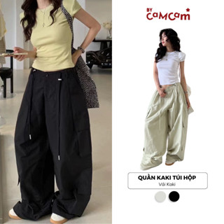 Quần Vải Dù Bycamcam Túi Hộp Form Thụng Phối Dây Rút Nam Nữ Trẻ Trung Cargo Pants Phong Cách Streetwear