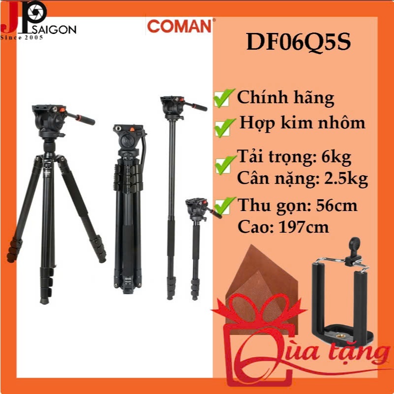 Chân máy quay Coman DF-06 + QUÀ TẶNG