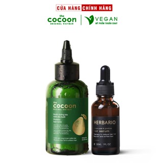 Combo Nước dưỡng tóc tinh dầu bưởi Cocoon 140ml + Tinh chất mọc tóc vỏ bưởi & bồ kết Herbario 30ml