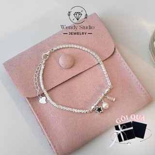 (SẴN)Lắc Tay Bạc Nữ Vòng Tay Hạt Bạc 925 Mix trai Charm Ngọc Hình Ông Sao Thạch Anh Tím WENDYSTUDIO VT10