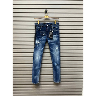 Quần Jean Xanh DSQ khoá dọc sườn rách xước nhẹ đi học đi chơi siêu đẹp