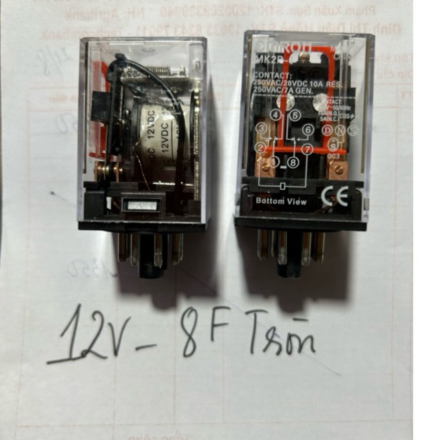 Rơ le 12V -8 chân tròn   MK2P-1   Giá  bán  1  cái