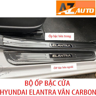 Ốp bậc cửa , nẹp bước chân Hyundai Elantra 2016-2024 mẫu vân cacbon cao cấp - Hàng cao cấp