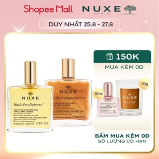 Combo Dầu khô đa năng Nuxe Huile Prodigieuse Multi-Purpose Dry Oil & Shimmering Dry Oil 50ml